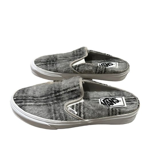 Vans Mule Shoes Womens size 10 Gray Plaid Faux Fur Lined - Picture 5 of 7